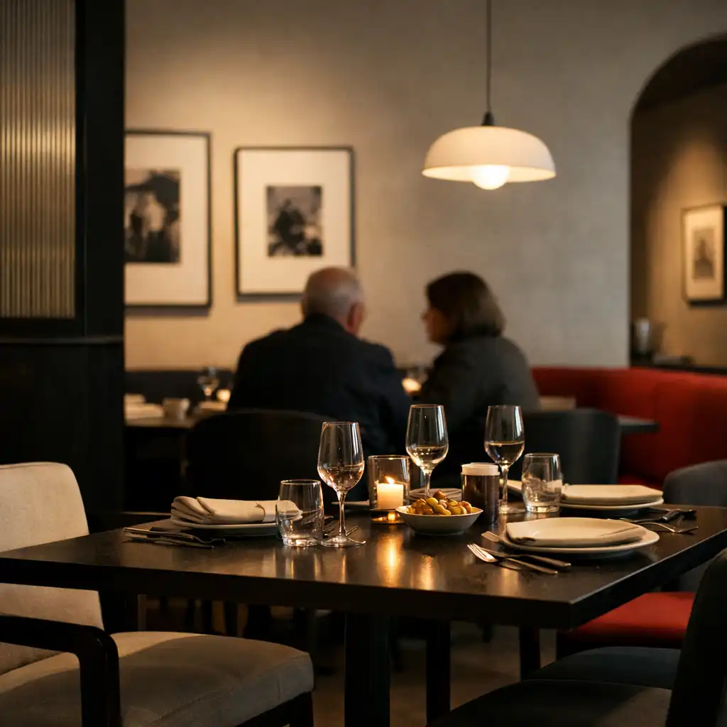 Composed dining setting at Savory Gallery with table, chairs and surrounding room context.